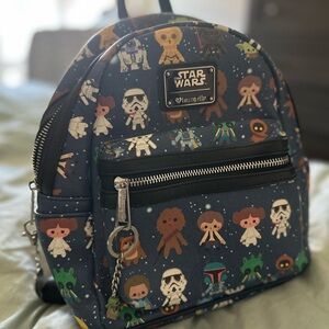 Disney Star Wars Mini Loungefly Backpack - Blue with Keychains